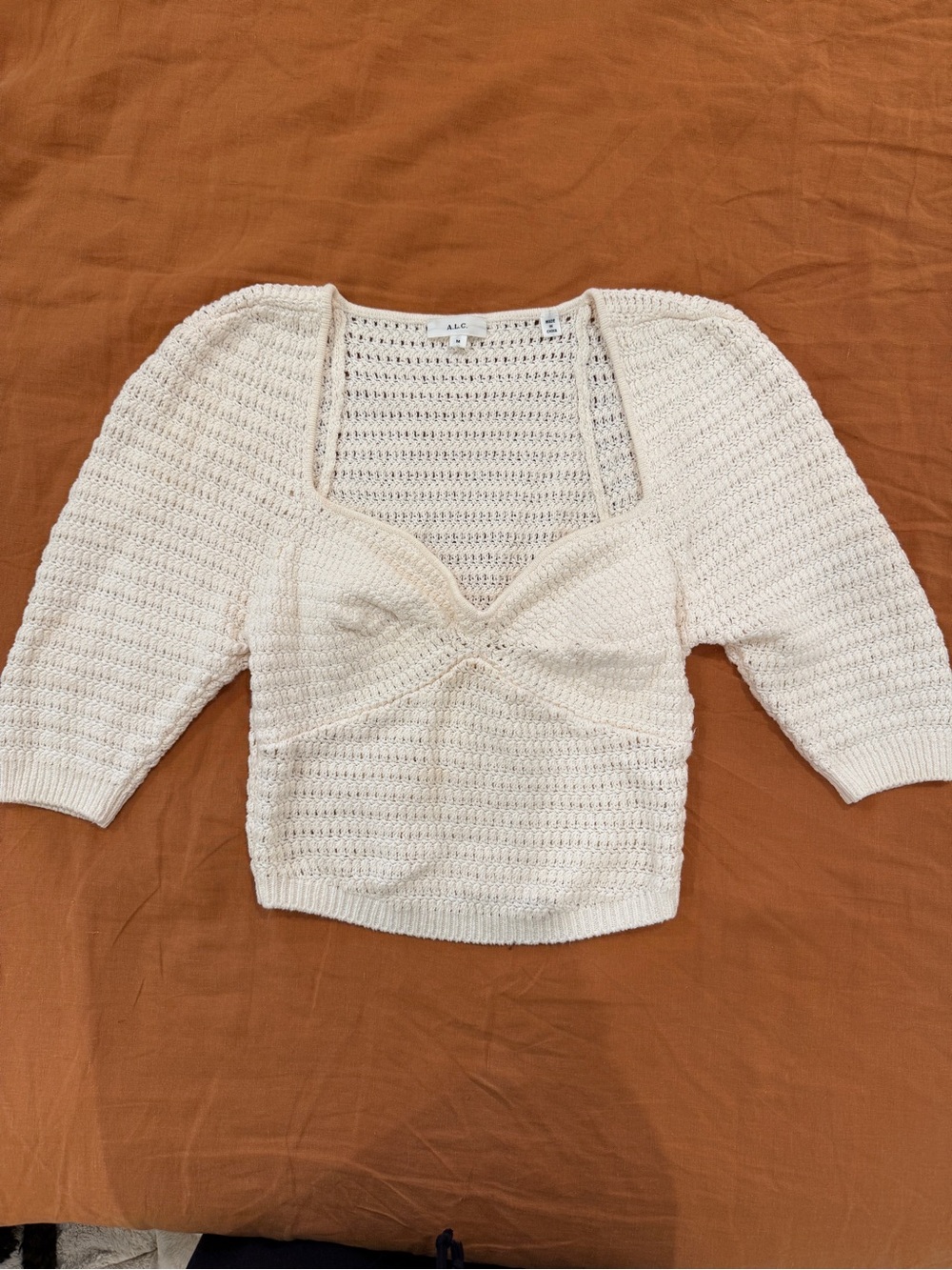 A.L.C. Cream Crochet Knit Top